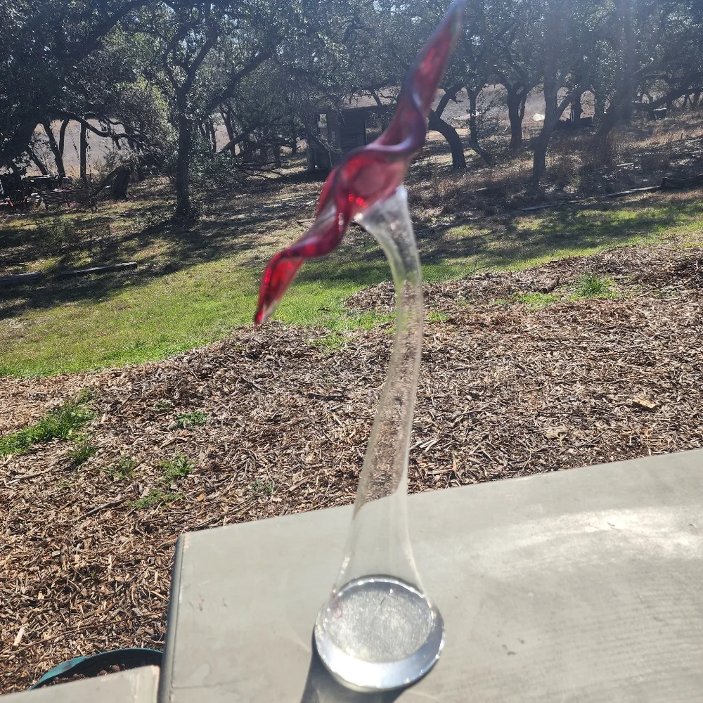 Mumero Long Stem Art Vase Glass Red Calalily - Picture 8 of 9